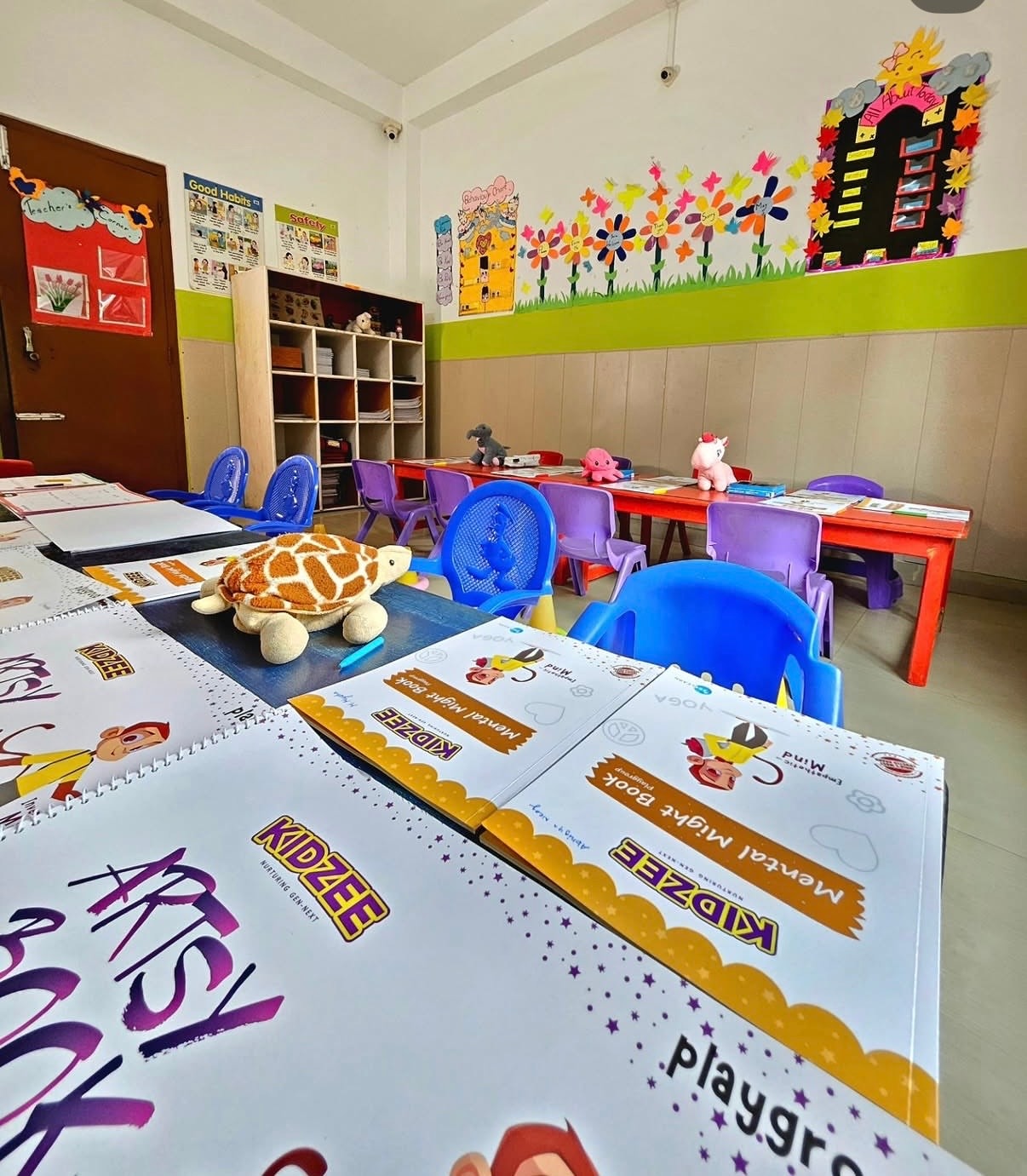 Kidzee Bhetapara classroom with colourful furniture and Kidzee learning materials